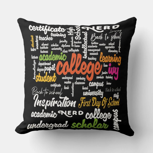 Word Cloud-patronen van het college Kussen (Voorkant)