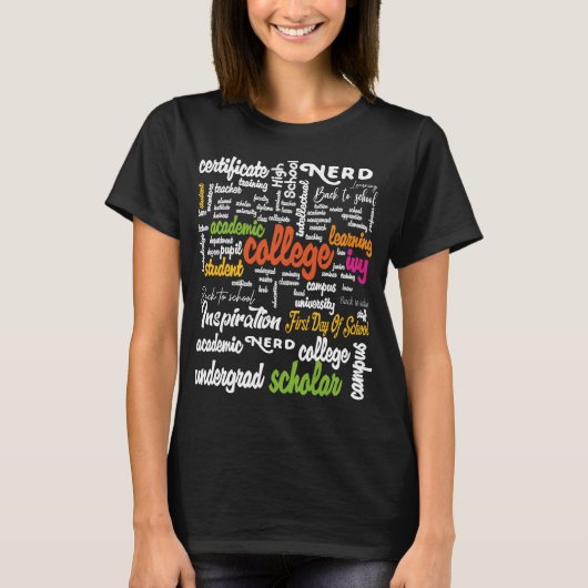 Word Cloud-patronen van het college T-shirt (Voorkant)