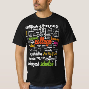 Word Cloud-patronen van het college T-shirt
