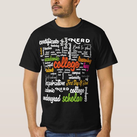 Word Cloud-patronen van het college T-shirt (Voorkant)
