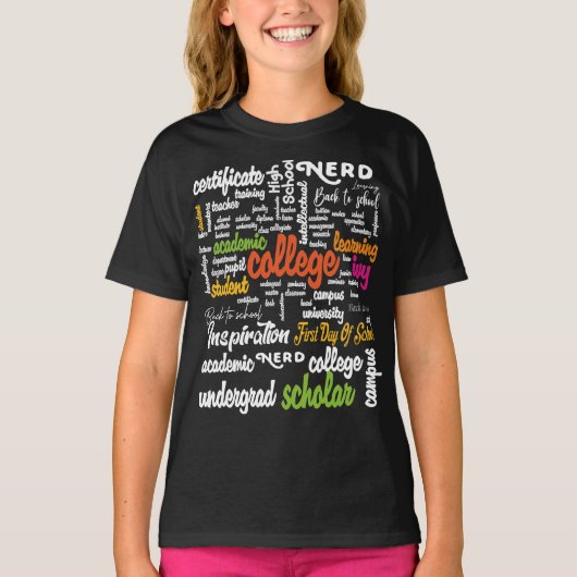 Word Cloud-patronen van het college T-shirt (Voorkant)