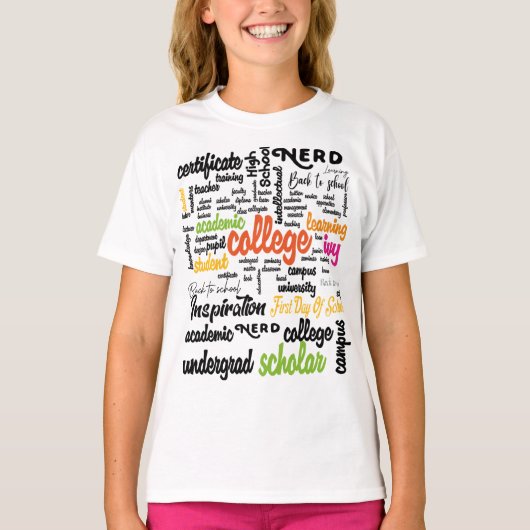 Word Cloud-patronen van het college T-shirt (Voorkant)