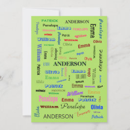Word Cloud Persoonlijk script voor familie Kaart