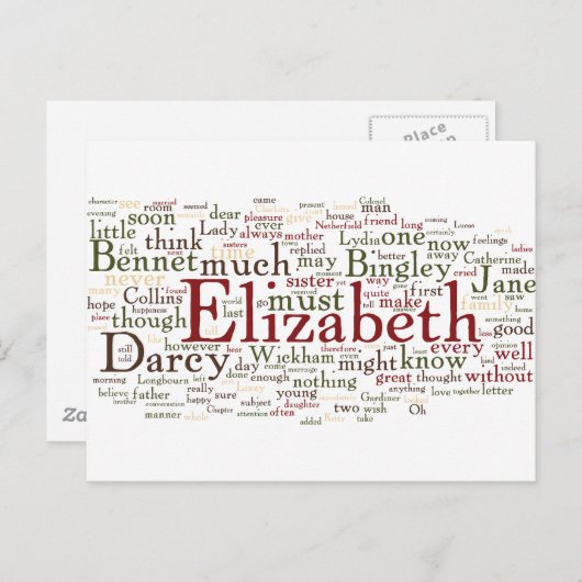 Word Cloud Pride en Prejudice Briefkaart (Voorkant / Achterkant)