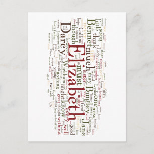 Word Cloud Pride en Prejudice Briefkaart