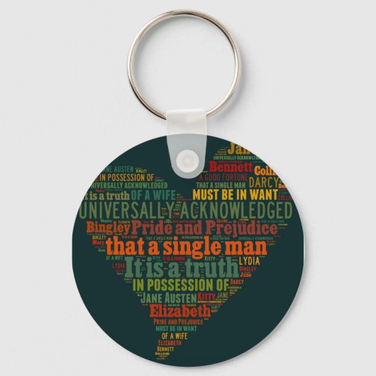 Word Cloud Pride en Prejudice Sleutelhanger (Voorkant)