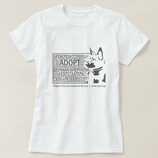 Word Cloud Rescue Gray voor vrouwen in Duitsland T-shirt (Design voorkant)