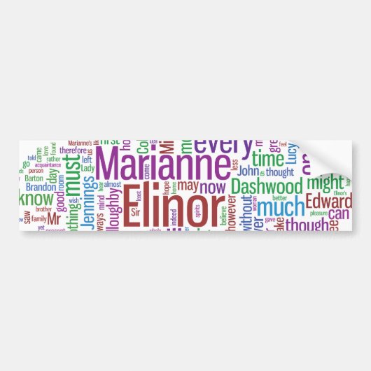 Word Cloud Sense en Sensibility Bumpersticker (Voorkant)