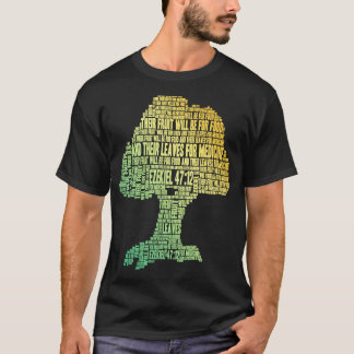 Word Cloud Tree Bijbelscripts Ezekiel 4712 T-shirt