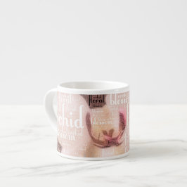 Word Cloud Typografie van Orchidee, Bloemen, Bloes Espresso Kop