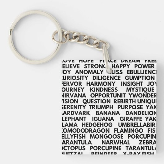 Word Cloud - Uniek en Quirky Sleutelhanger (voorkant)