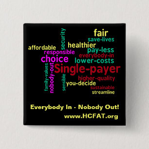 Word Cloud Universal Health Care Pin Vierkante Button 5,1 Cm