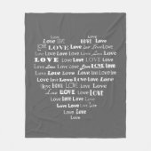 Word-cloud van Liefde - Wit op grijs / grijs Fleece Deken (Voorkant)