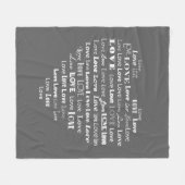 Word-cloud van Liefde - Wit op grijs / grijs Fleece Deken (Voorkant (Horizontaal))