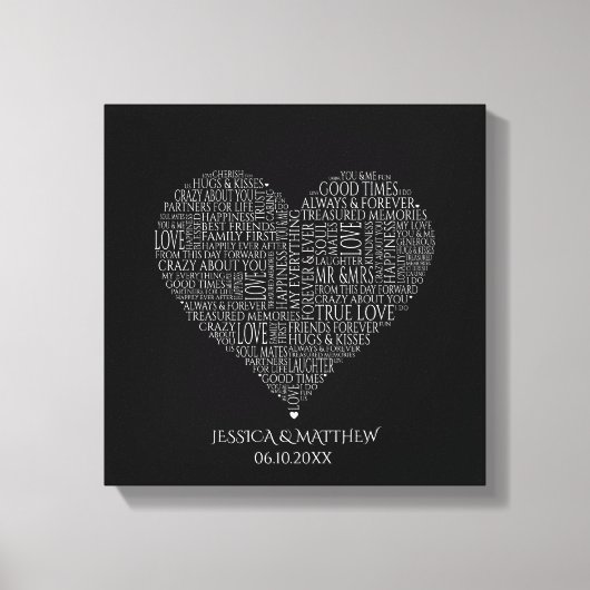 Word Cloud voor bruiloften en Jubilea Canvas Afdruk (Voorkant)