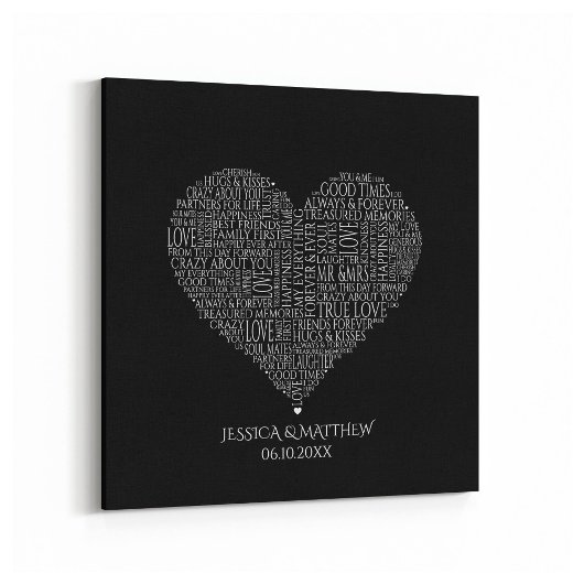 Word Cloud voor bruiloften en Jubilea Canvas Afdruk