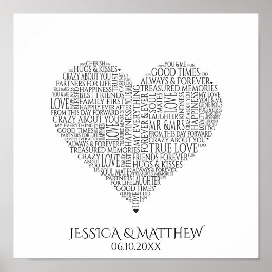 Word Cloud voor bruiloften en Jubilea Poster (Voorkant)