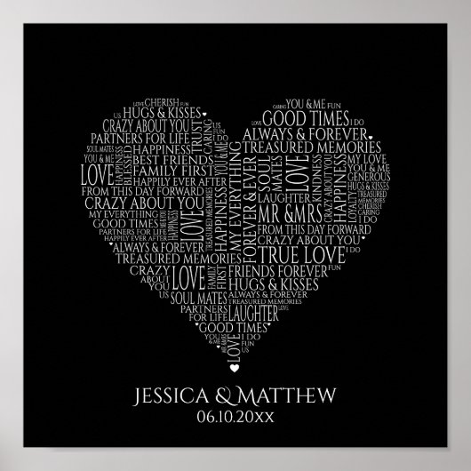 Word Cloud voor bruiloften en Jubilea Poster (Voorkant)