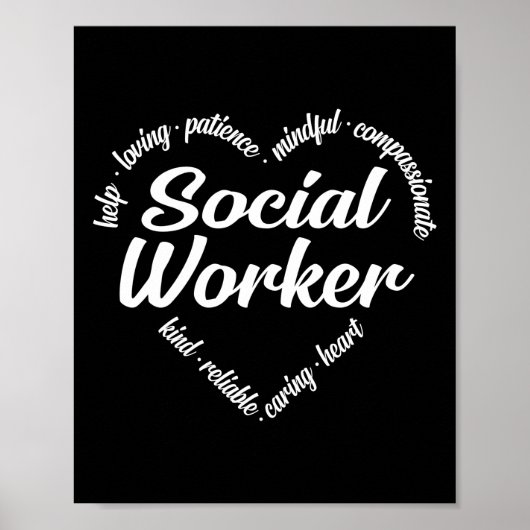 Word Cloud voor maatschappelijk werkers Poster (Voorkant)