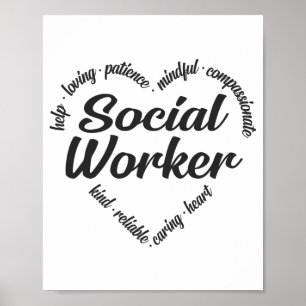 Word Cloud voor maatschappelijk werkers Poster