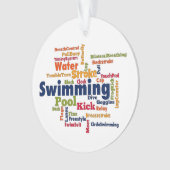 Word Cloud zwemmen Ornament (voorkant)