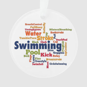 Word Cloud zwemmen Ornament