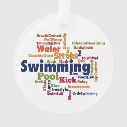Word Cloud zwemmen Ornament (voorkant)