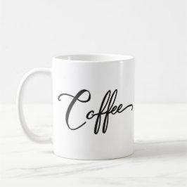 Word Coffee, minimale zwarte kalligrafie Koffiemok