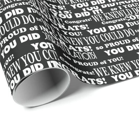 Word Collage Black en White afstuderen Cadeaupapier (Rol Hoek)