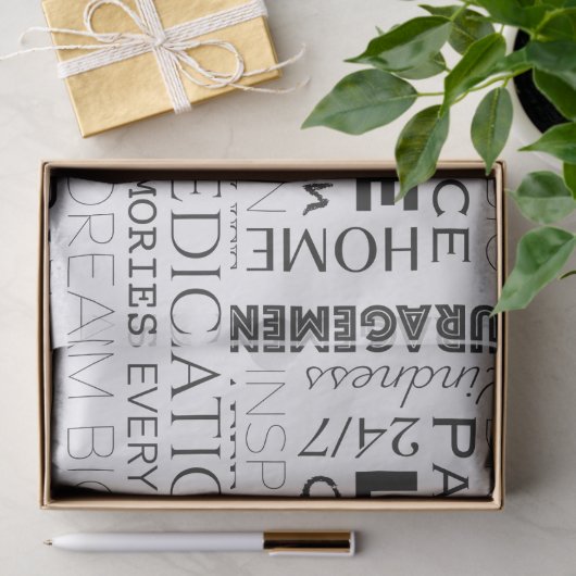 Word Collage stimuleren Tissuepapier (Geschenk)