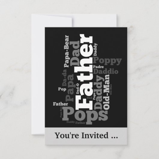 Word Collage zwart-wit van pater Kaart (Voorkant)