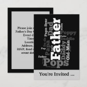 Word Collage zwart-wit van pater Kaart (Voorkant / Achterkant)