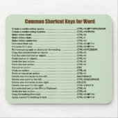 Word Common Shortcuts Mousepad Muismat (Voorkant)