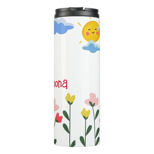 Word Cool Cute Bee Gepersonaliseerd naam Thermosbeker (Achterkant)