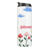 Word Cool Cute Bee Gepersonaliseerd naam Thermosbeker (Geroteerd rechts)