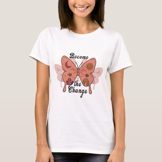 Word de 'Change Butterfly Tee Shirt' voor haar T-shirt (Voorkant)