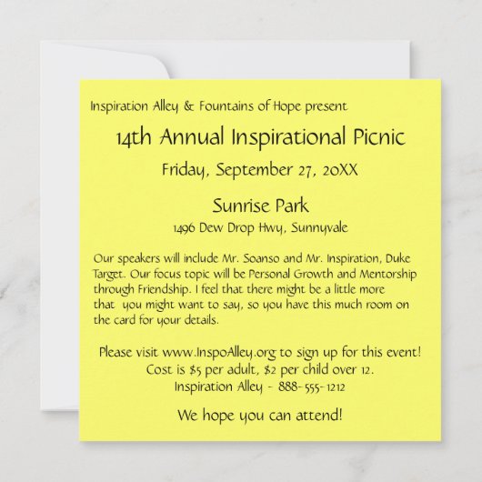 Word de Grotere Eerste Uitnodiging van de Vergader (Achterkant)