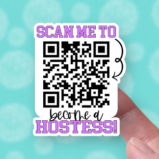 Word een Hostess Paarse QR Code Kleine Onderneming Sticker