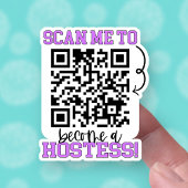 Word een Hostess Paarse QR Code Kleine Onderneming Sticker