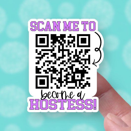 Word een Hostess Paarse QR Code Kleine Onderneming Sticker