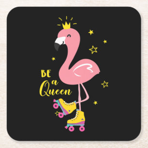 Word een koningin roze Schaats Roller Women Girls Kartonnen Onderzetters
