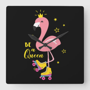 Word een koningin roze Schaats Roller Women Girls Vierkante Klok