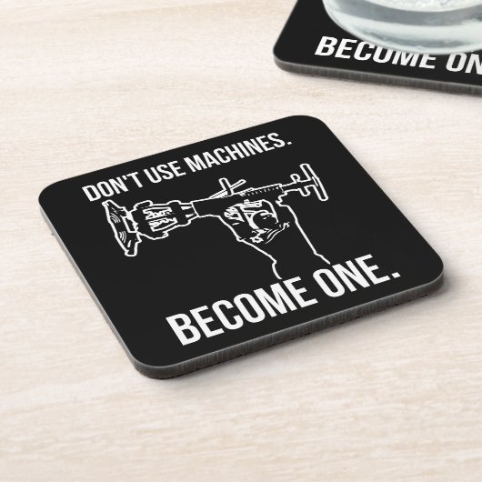 Word een machine - Funny Cartoon Strongman Lifting Drankjes Onderzetter (Linkerzijde)