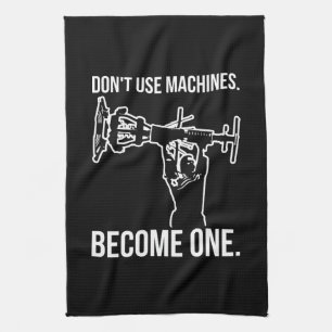 Word een machine - Funny Cartoon Strongman Lifting Theedoek