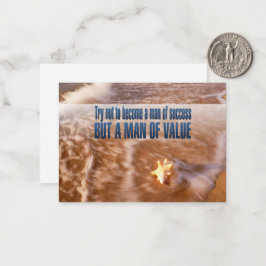 "Word een man van waarde" Inspirerend quote Notitiekaartje