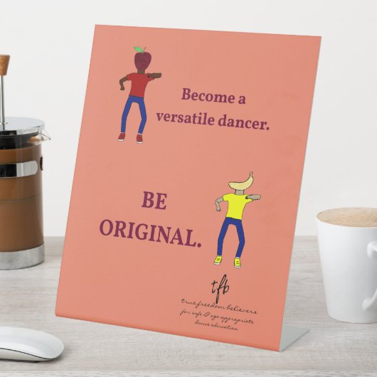 Word een veelzijdige danser zalm reclamebord met voetstuk (Insitu)