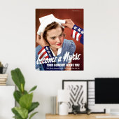 Word een verpleegster die je land nodig heeft poster (Thuiskantoor)