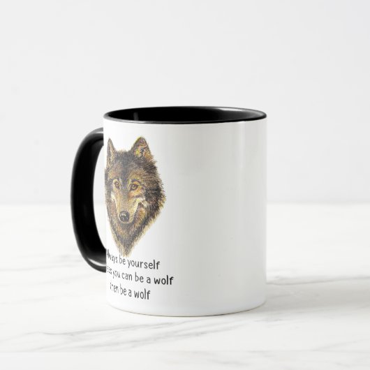 Word een Wolf Fun Inspirerend Wolf Quote Mok (Voorkant links)