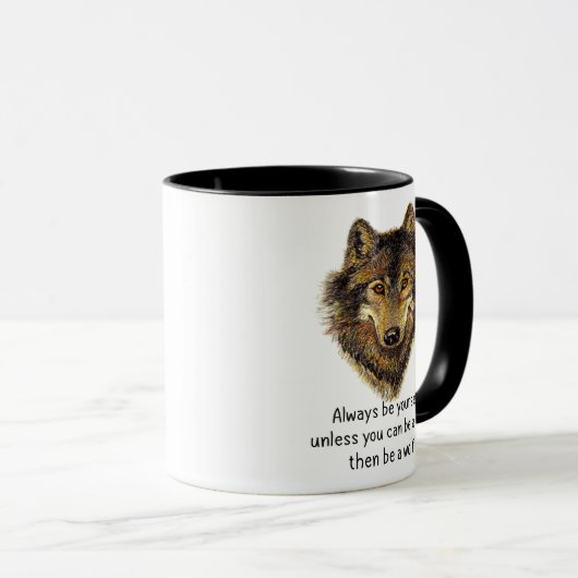 Word een Wolf Fun Inspirerend Wolf Quote Mok (Voorkant rechts)