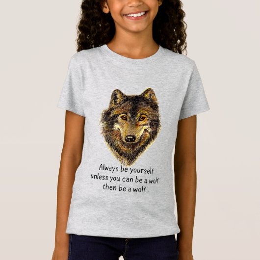 Word een Wolf Fun Quote Waterverf Art T-shirt (Voorkant)